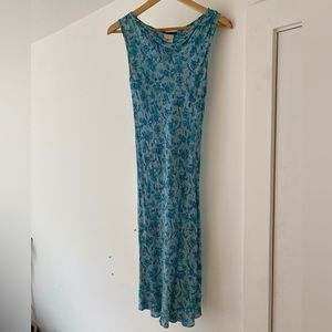 Diane Kroe Turquoise Blue Floral Summer Dress
